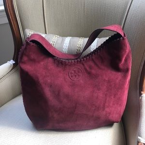 Tory Burch Burgundy Bucket Hobo Bag